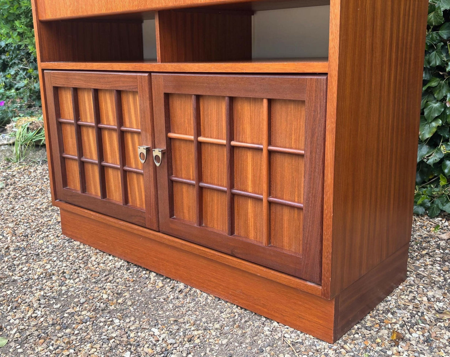 Mid Century Younger Teak Wall Unit Cabinet Writing Desk Bureau