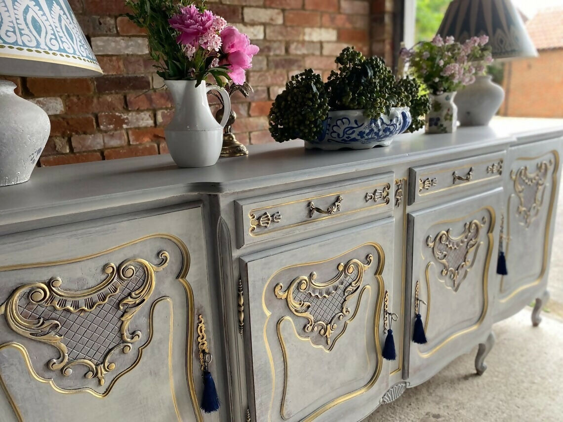 French Grey Vintage Louis XVI Sideboard