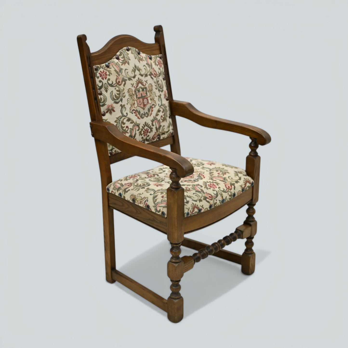 6 Old Charm Premium Dining Chairs Light Oak Studded Upholstery FREE UK Delivery*