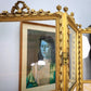 Folding Screen Room Divider Gilt Wood French Empire Style Paravent Silk and Glas