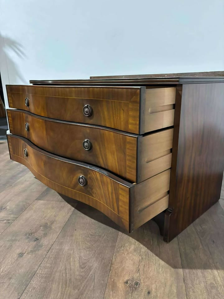Reproduction Mahogany Serpentine Fronted Three Drawer Chest