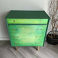 Mid Century Chest of Drawers Hand Painted Green With Gold Legs