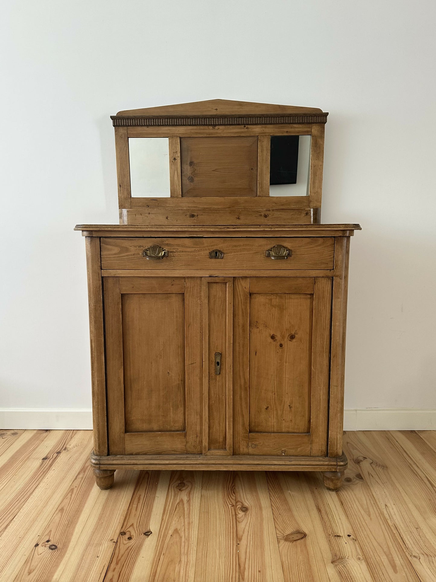 Antique Victorian Pine Chiffonier, Rustic Solid Wood Sideboard, Art Deco Handle Dresser, Natural Patina Storage Cabinet, Old English Buffet