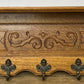 Coat Rack Vintage French Carved Oak Wall Mounted 5 Hooks Rack Hanger LOT 6210
