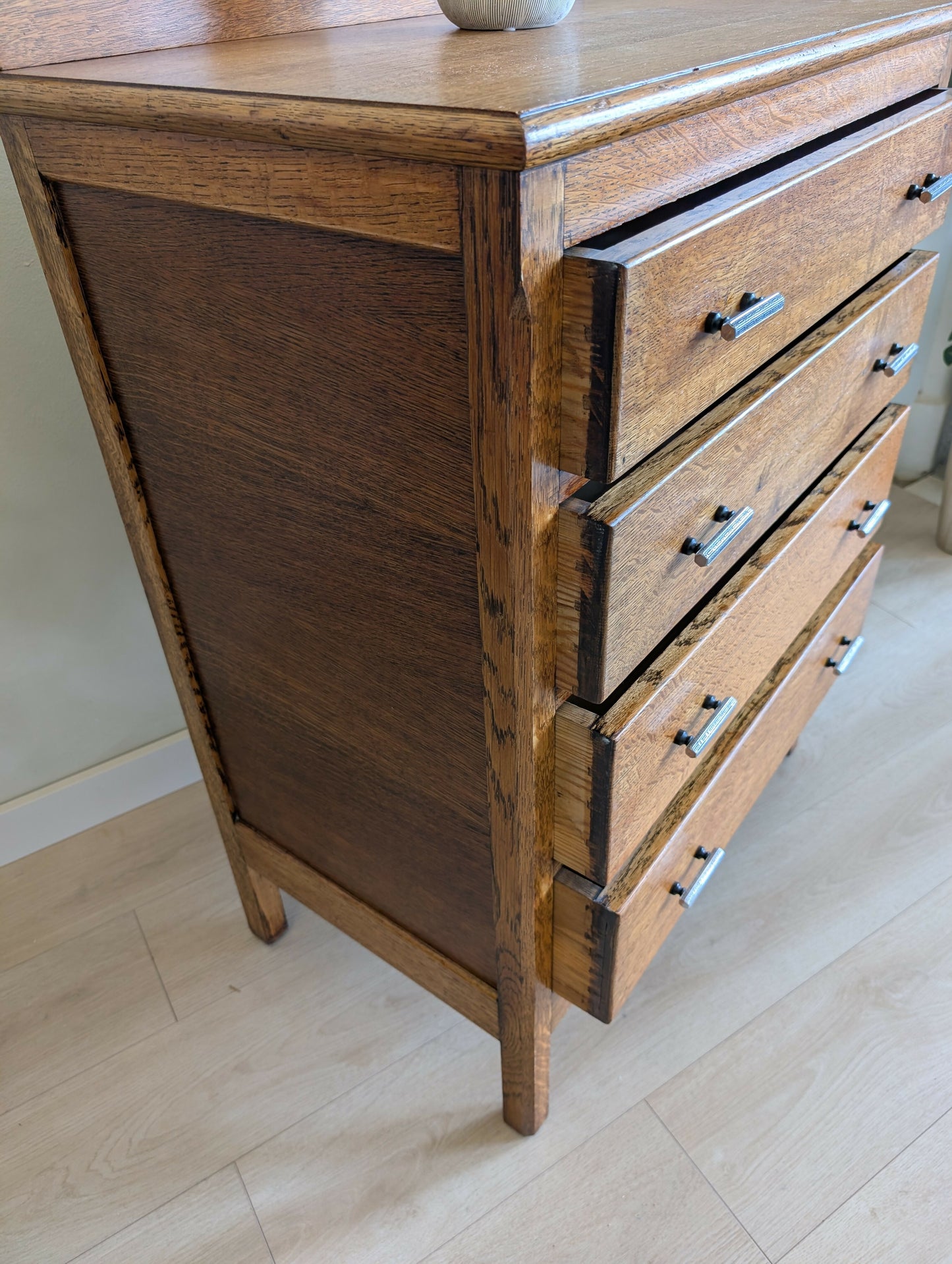 Sympathetically Restored Solid Oak Arts & Crafts Chest of Drawers