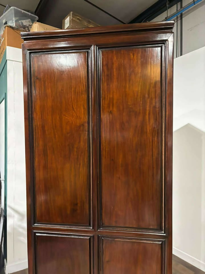 Oriental Style Two Door Mahogany Wardrobe