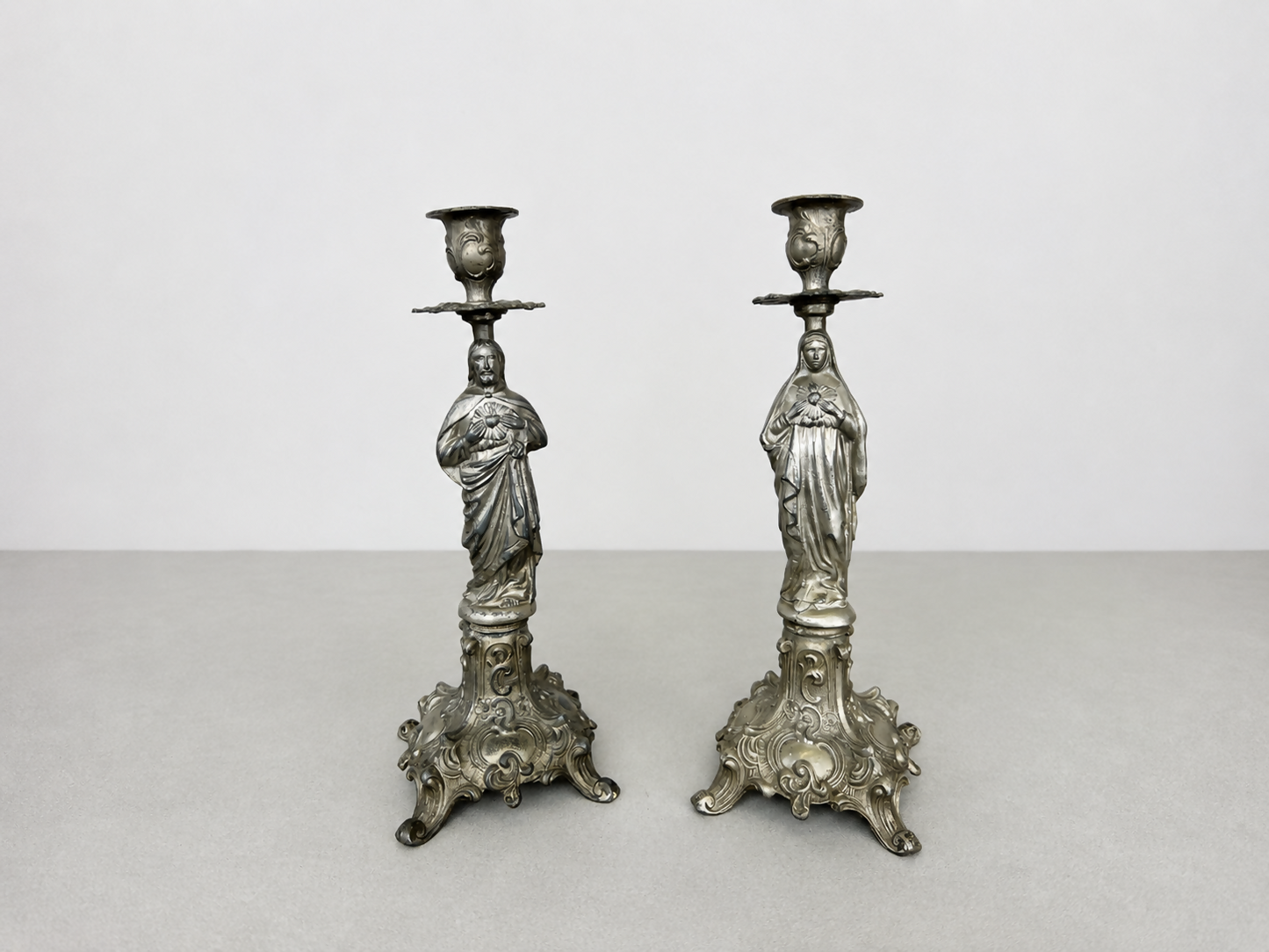 Pair of Candle Holders Vintage French Style Figural Design Candlesticks LOT 6471