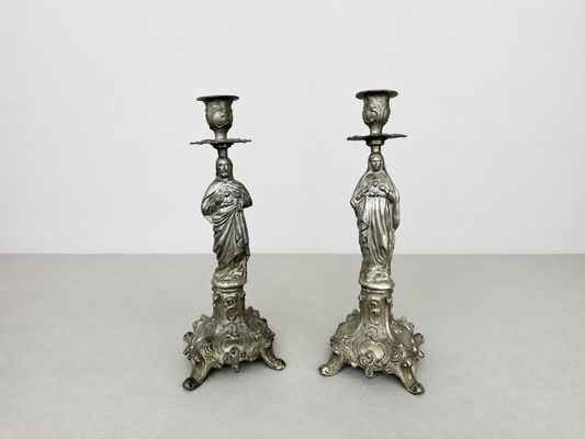 Pair of Candle Holders Vintage French Style Figural Design Candlesticks LOT 6471