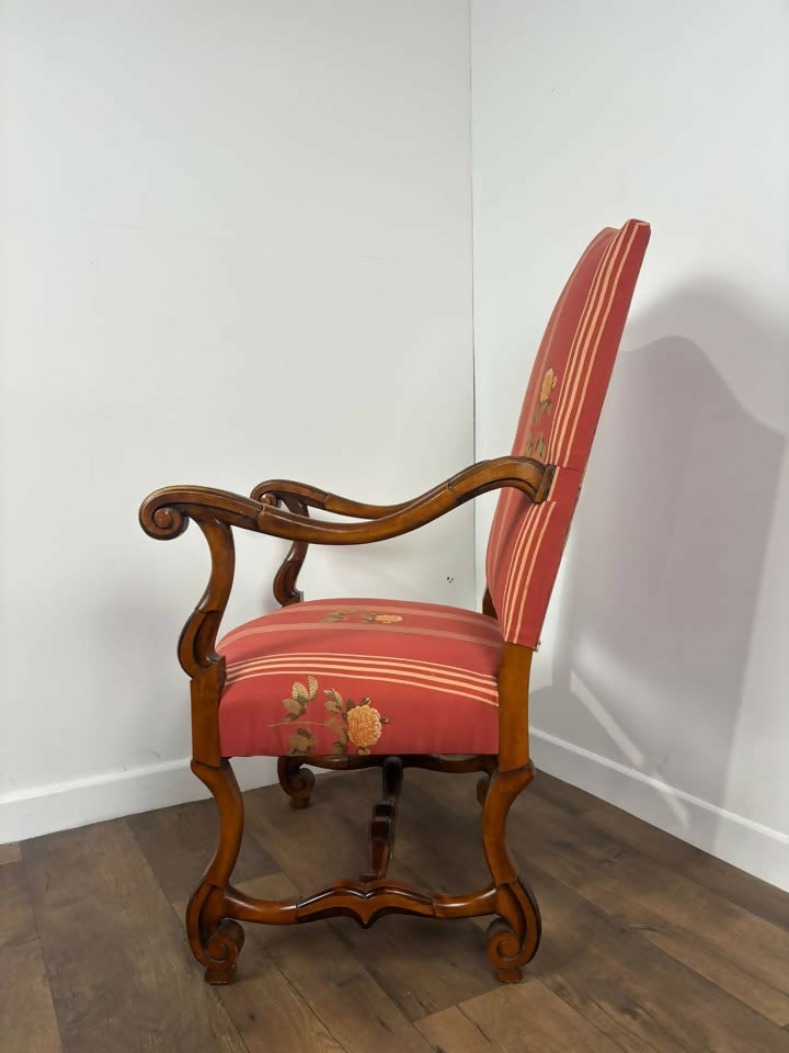 Victorian Style Reproduction Mahogany Upholstered Armchair