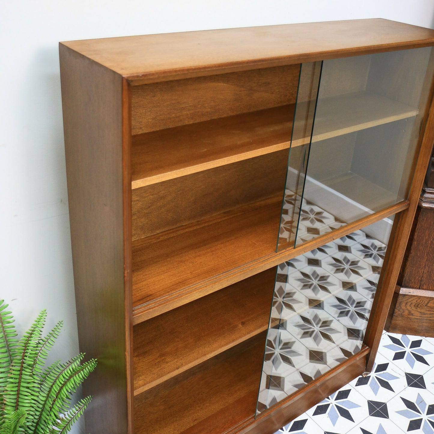 Herbert Gibbs Bookcase in Teak with Four Glazed Doors Mid Century