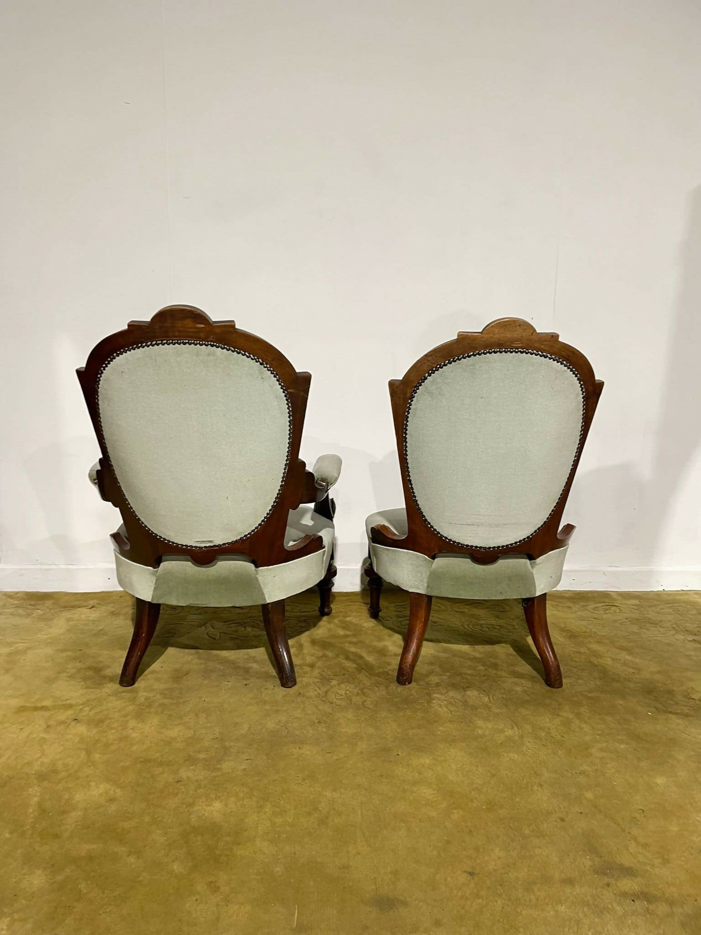 Pair Of Antique Beech Framed Drawing Room Chairs0