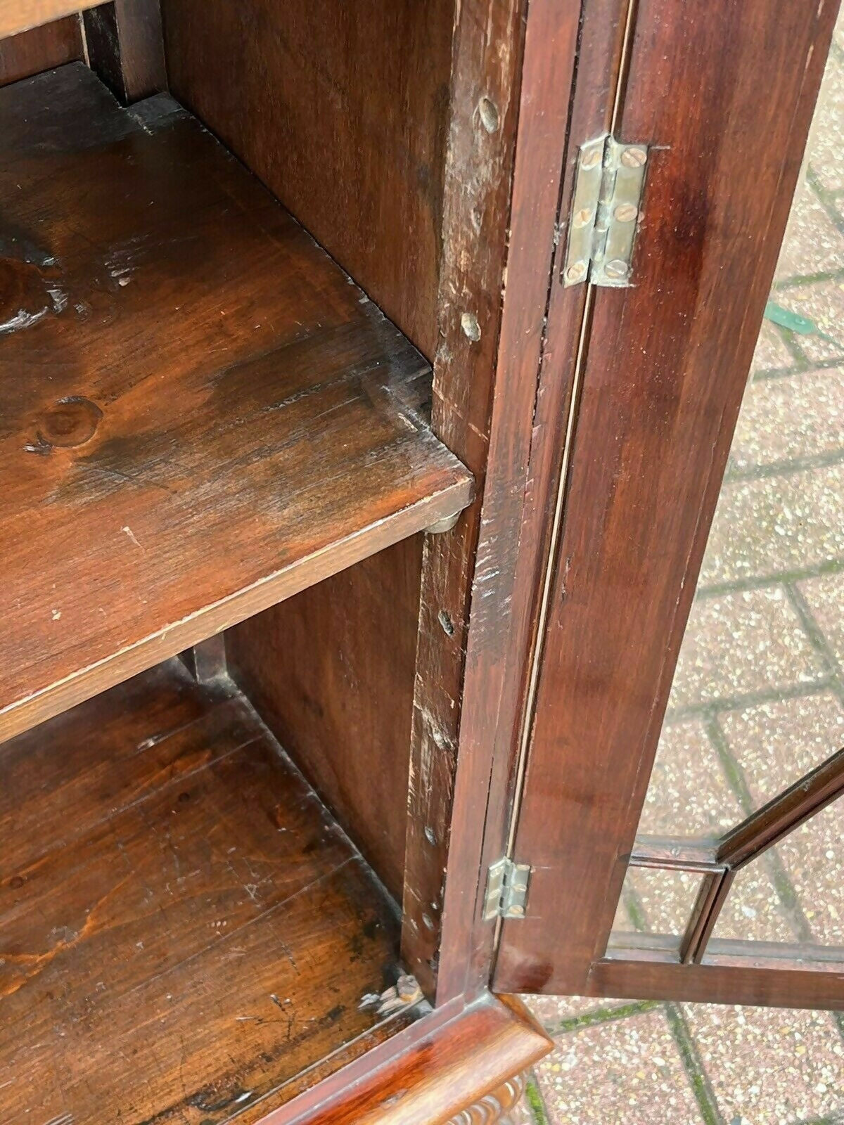 Vintage Mahogany Bookcase Display Cabinet With Adjustable Shelves