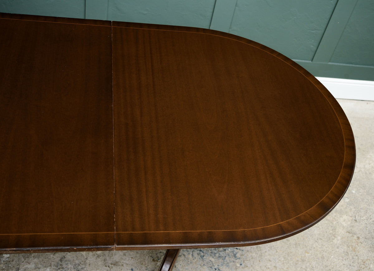 Regency Style Mahogany Extending Dining Table with Leaf - Over 7 FT - D End