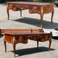 Large Presidential Desk, Inlaid Kingswood With Brass Decoration, Impressive.