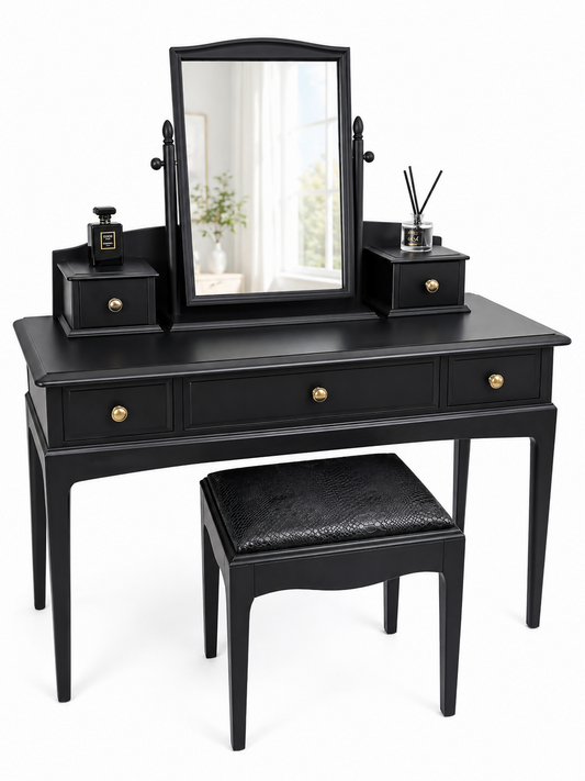 Stag Minstrel Dressing Table Mirror & Stool Black