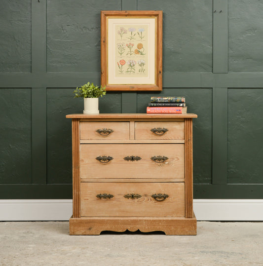 Antique Pine Chest of Drawers - 2 Over 2 - Edwardian