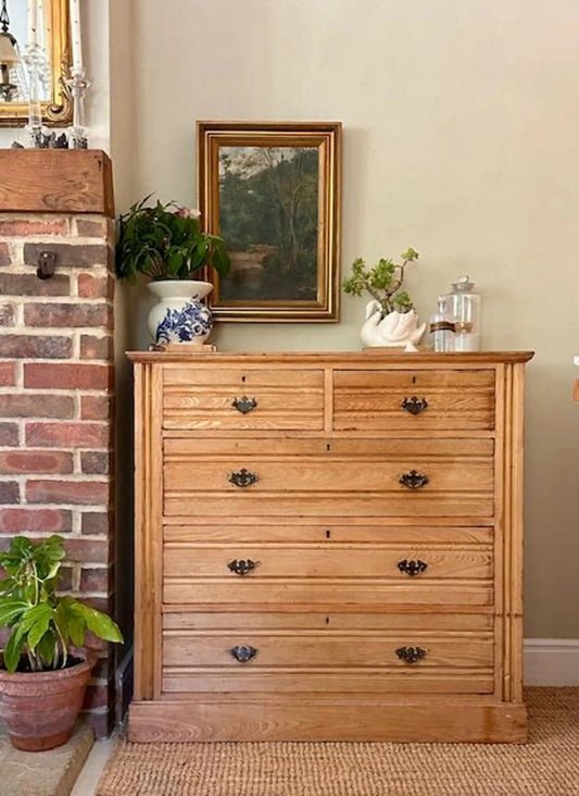 Vintage Chest Of Drawers, Victorian Tall Boy, Bedroom Furniture, Large Hall Console, Storage, English Country Style Home Decor, Cottagecore