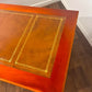 Reproduction Yew Wood Pedestal Desk with Brown Leather Inset