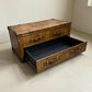 Handmade Vintage Coffee Table, Rustic Drawer Chest, Bridle Leather, English Steamer Style, Solid Hardwood