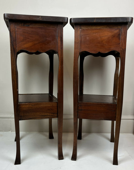 Pair Antique Edwardian Mahogany Bedside Tables Nightstands Cabinets c1900