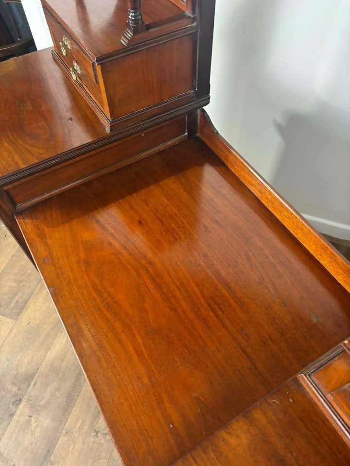 Edwardian Pedestal Red Walnut Dressing Table with Mirror