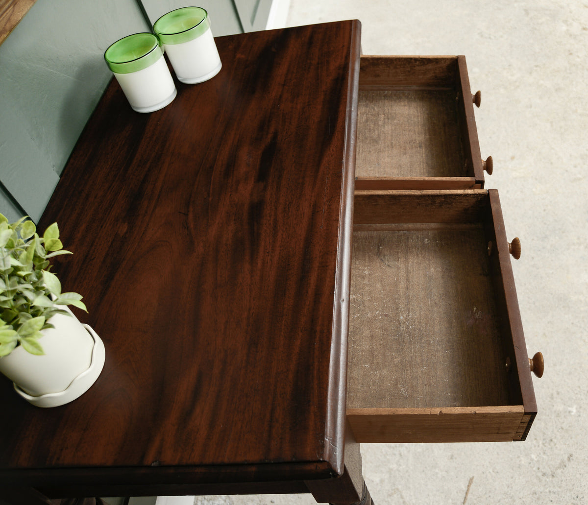 Victorian Mahogany Console Hall Table with 2 Drawers - Writing Desk