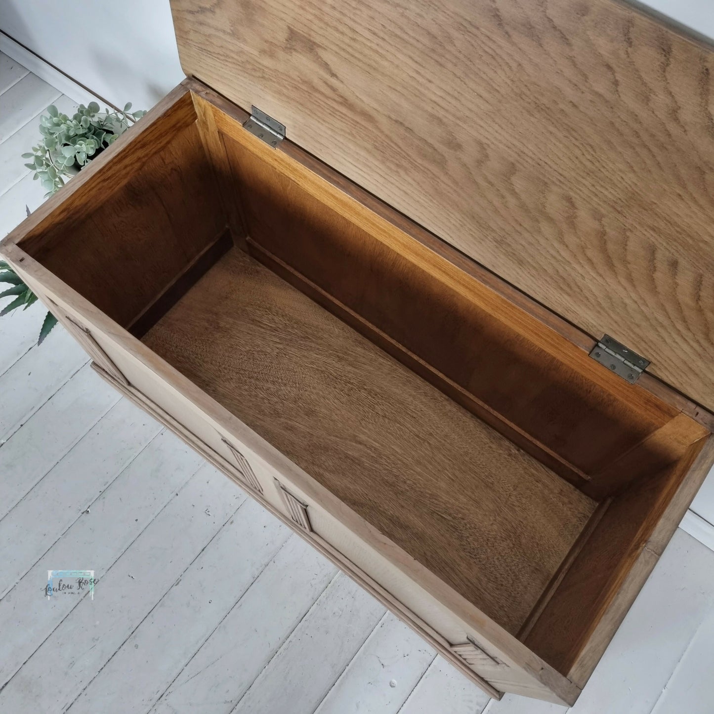 Vintage Oak Blanket Box Linen Storage