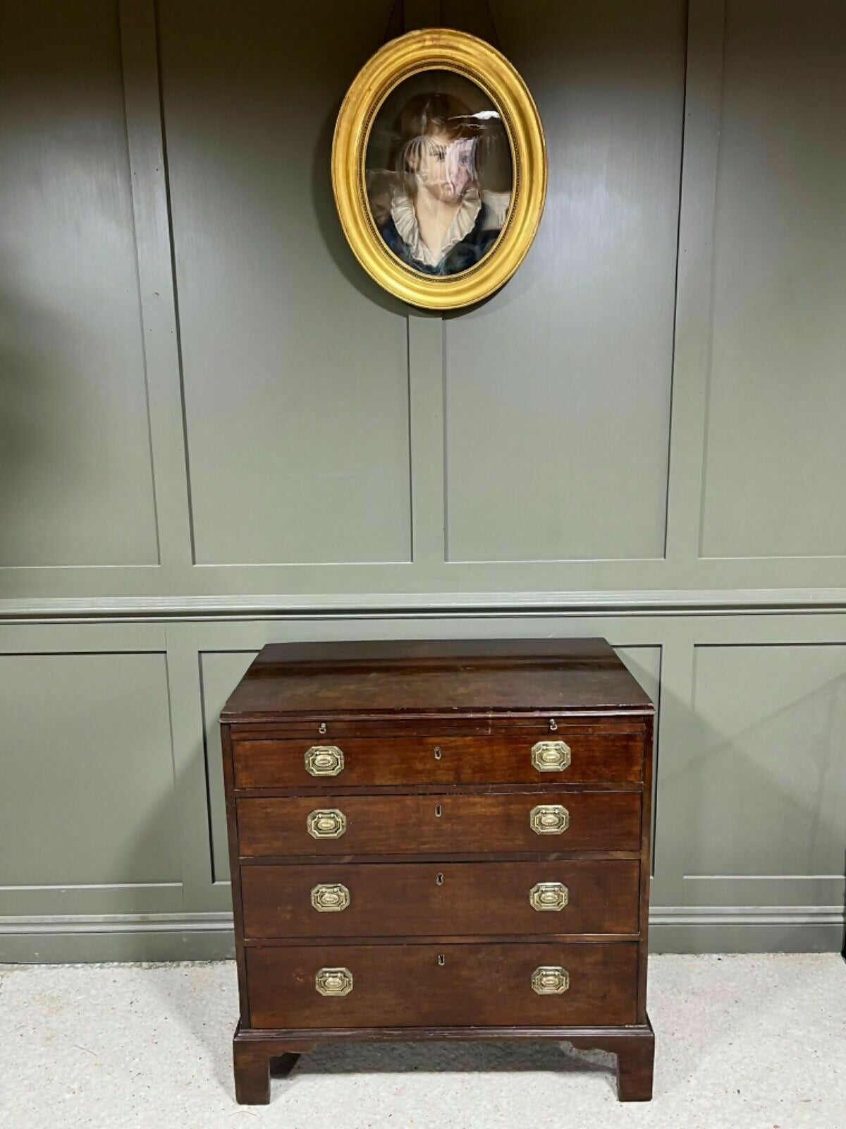 Vintage Georgian Chest Of Drawers Small Chest In Cuban Mahogany W Writing Slide