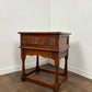 Reproduction ‘Old Charm’ Carved Oak Side Table / Lamp Table with Drawer