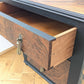Vintage art deco black gold walnut burr wood desk dressing table