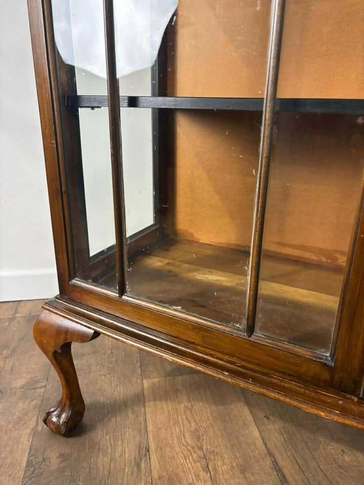 Vintage 1920s Bow Front Glazed Display Cabinet