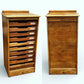 Light Oak Set Of 9 Filing Drawers With Tambour Rolling Front, With Key