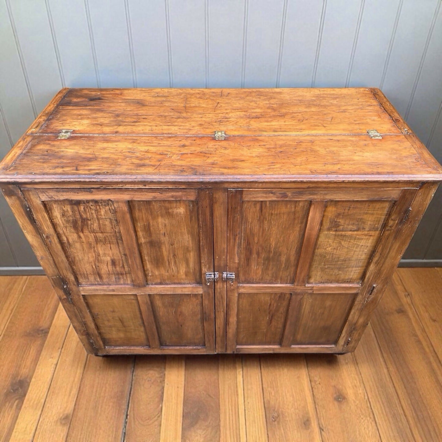 Rustic Large Antique Vintage early 1900’s Pine and Ply School Cupboard