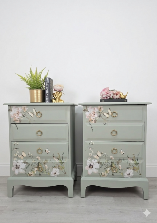 Stag minstrel green bedside tables