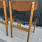 Pair of Vintage Mid-Century Danish Dining Chairs Black Vinyl