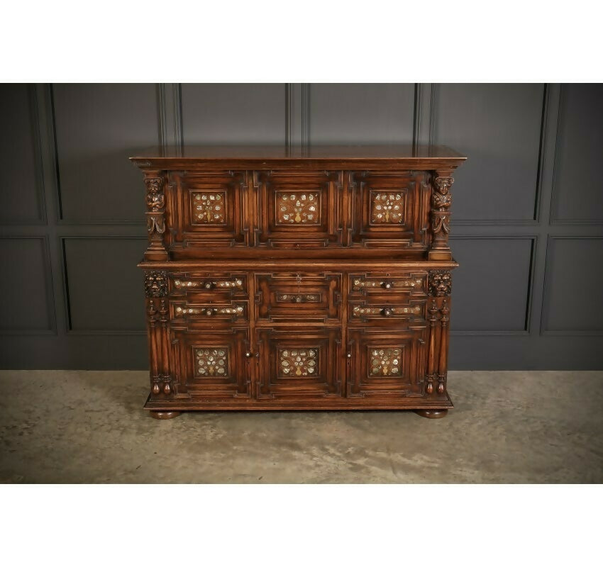 19th Century Walnut & Mother Of Pearl Inlaid Gothic Dresser