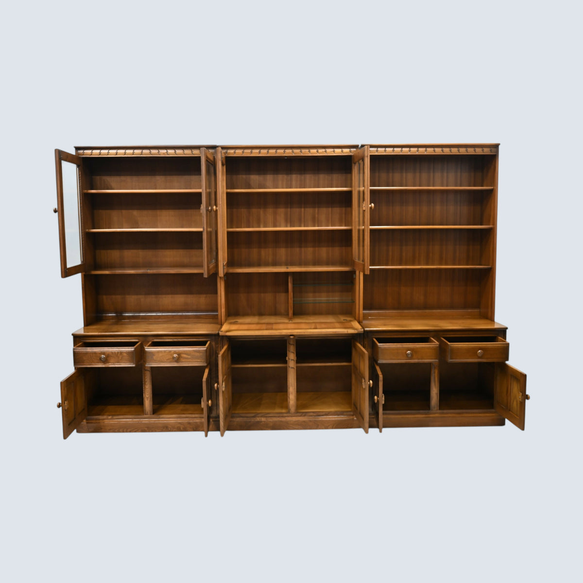 Ercol Mural Wall Unit Display Cabinet Golden Dawn Finish FREE UK Delivery*