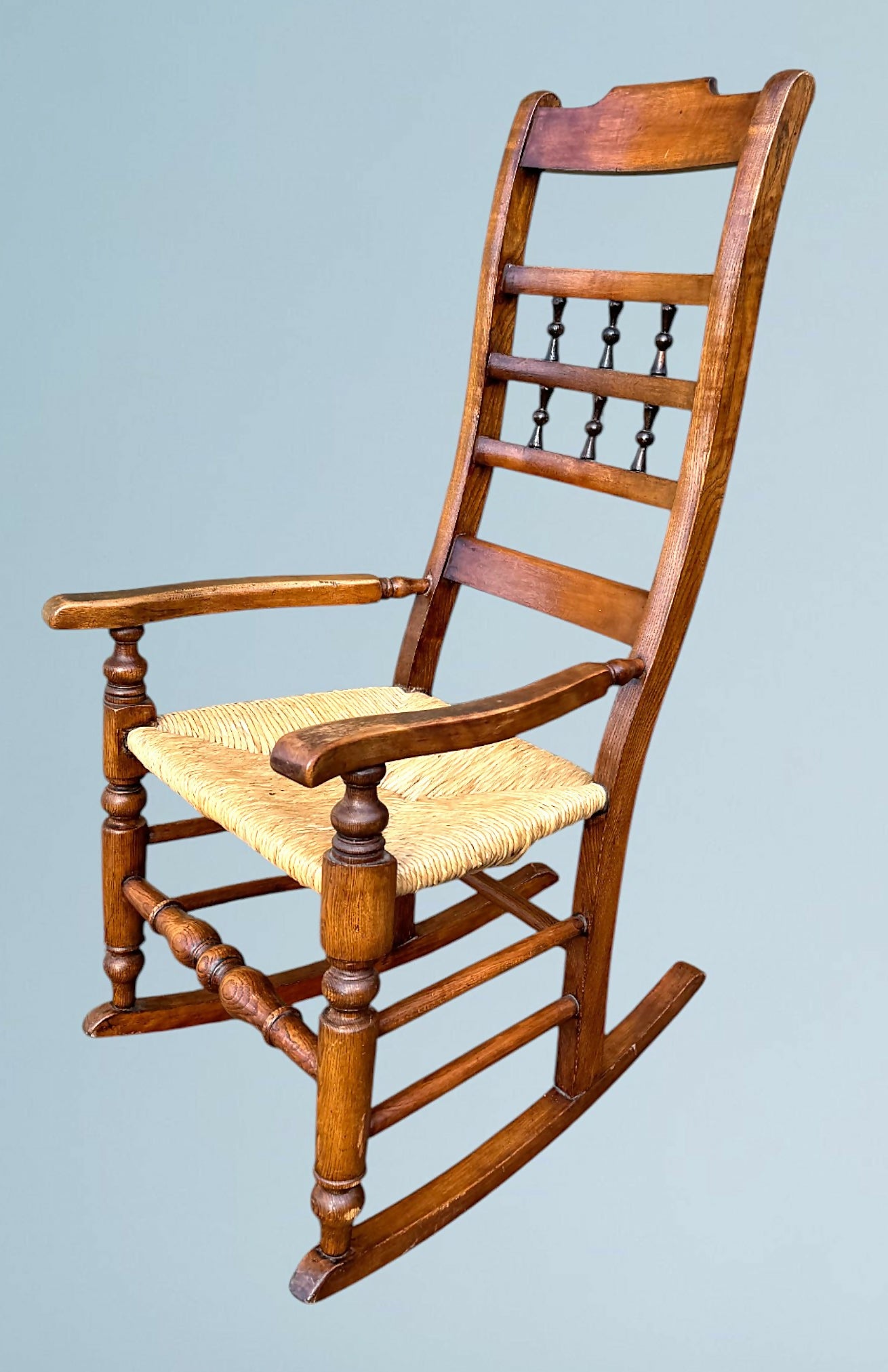 Antique 19th Century Rush Seat Rocking Chair