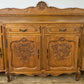 Sideboard Vintage French Louis Style Oak 4 Door Cupboard Carved Cabinet LOT 6363