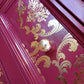 Upcycled Burgandy and Gold Chest of Drawers with Damask Design