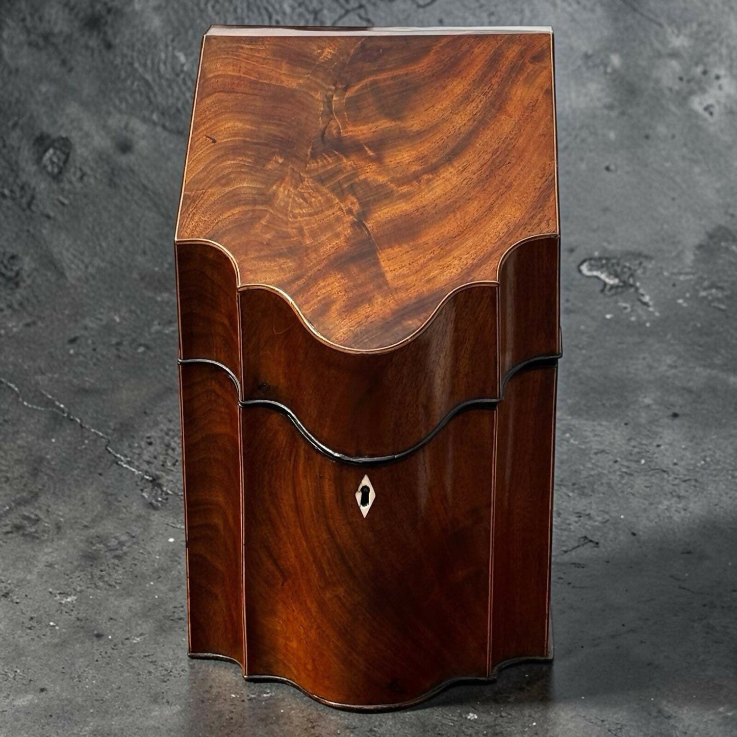 Vintage Georgian Inlaid Mahogany Cutlery Box Converted Into A Hand Stationary Box