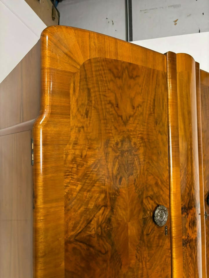Art Deco Walnut Figured Ladies Wardrobe