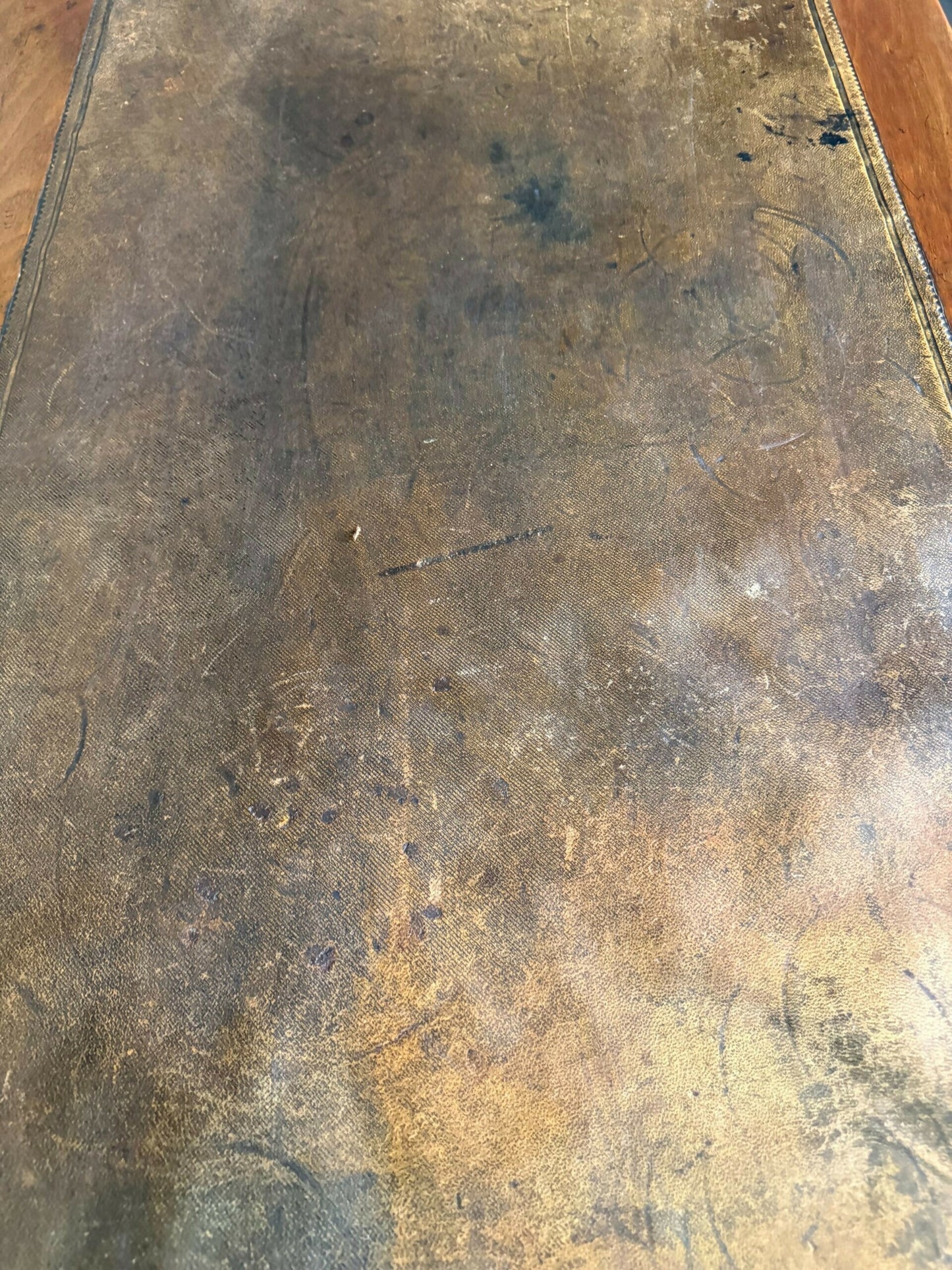 Antique Mid Victorian Walnut and Mahogany Embossed Leather Twin Pedestal Writing Desk, c.1860