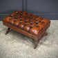 Hand Dyed Buttoned Leather Footstool