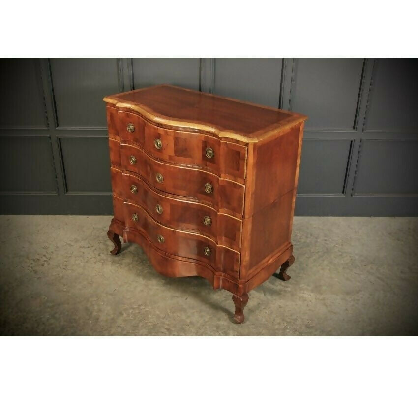 Large Walnut Serpentine Shaped Vintage Chest of Drawers