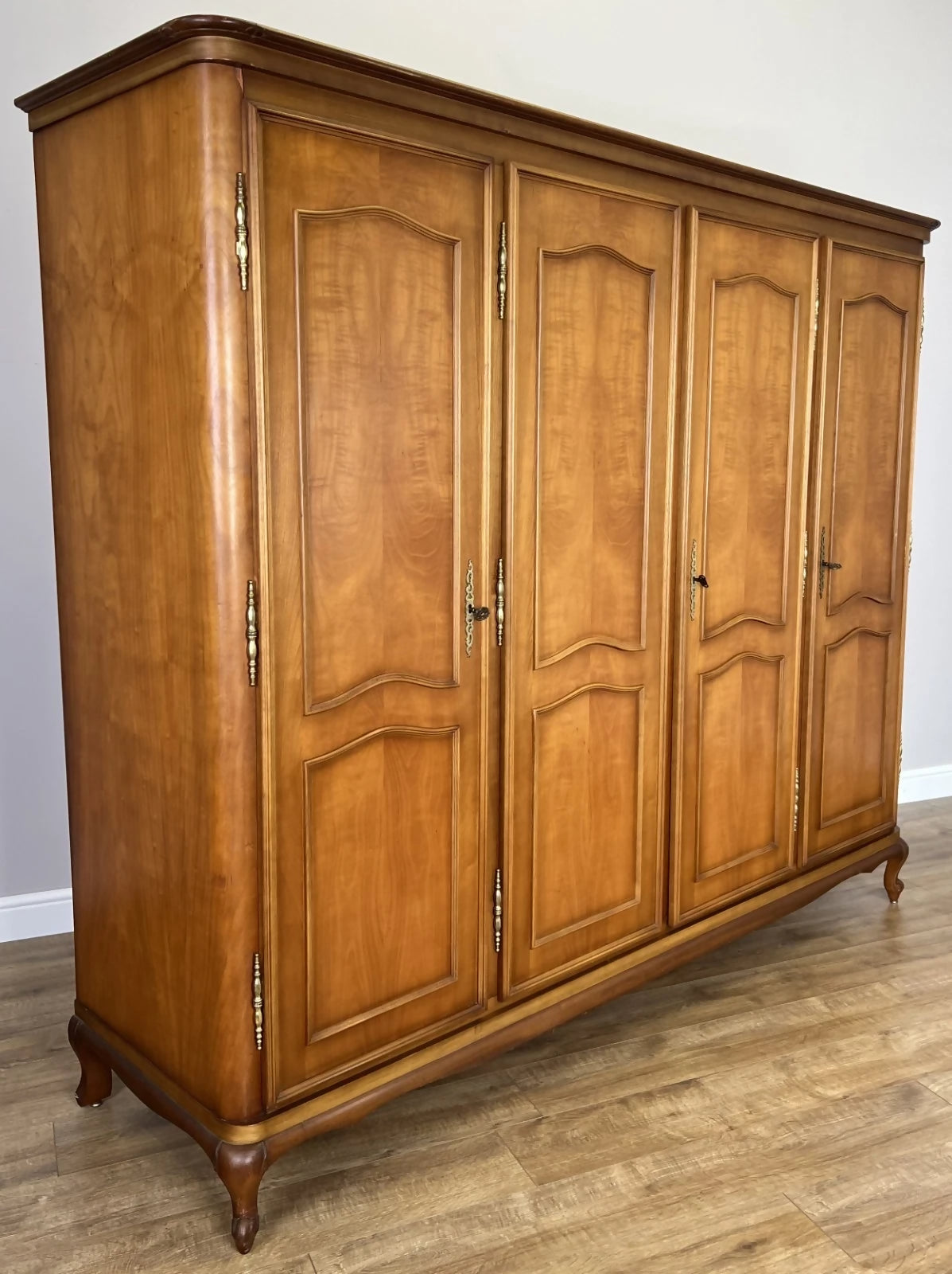 Wardrobe Vintage French Louis XVI Style Four Door Carved Armoire LOT 6079