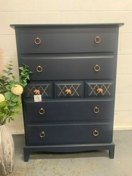 Stag Minstrel Chest Of Drawers Tall Boy Mid Century Painted Bespoke Upcycled – Choose Your Colour