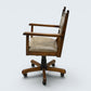Vintage Wood Bros Old Charm Captains Office Chair Green Hide Leather Tilt Swivel
