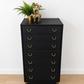 Refurbished Matte Black G Plan E Gomme tallboy chest of drawers, dresser, bedroom furniture, sideboard, brass, mid century modern, Vintage