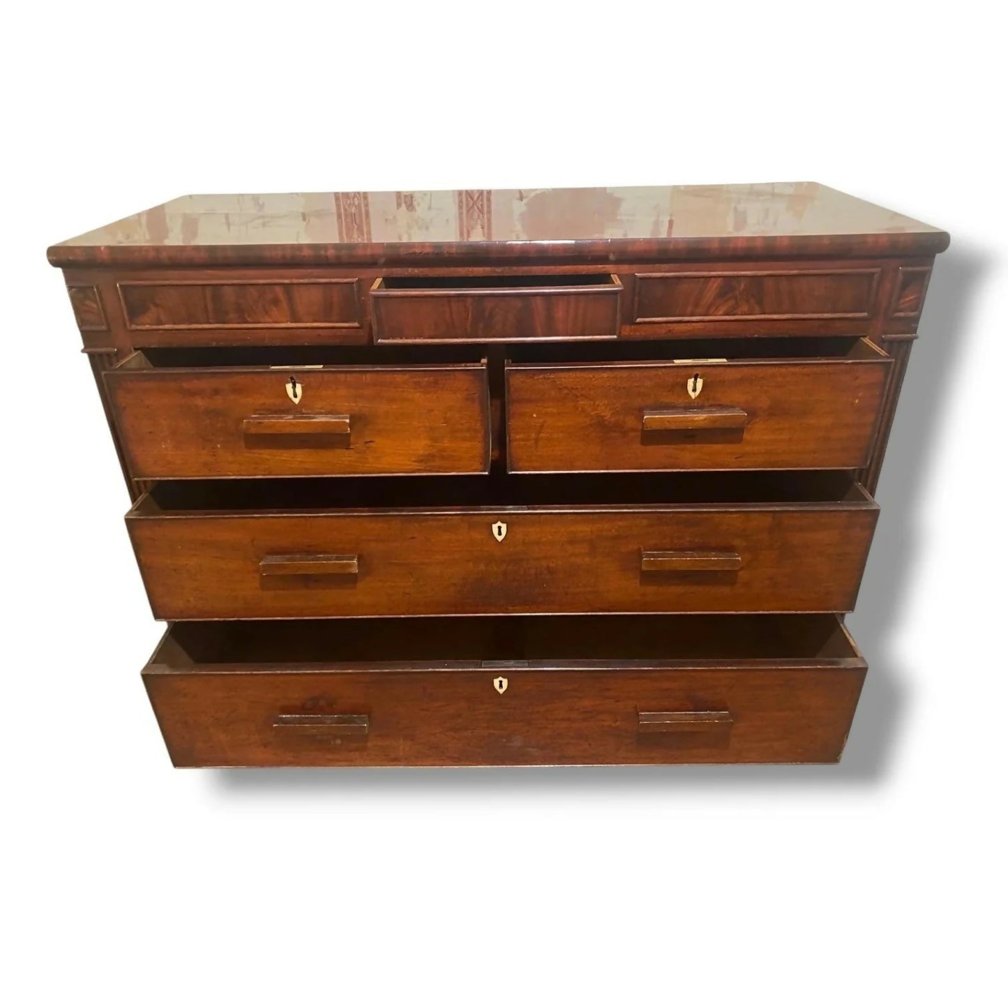 Antique Mahogany Chest of Drawers with Secret Compartment (c.19th Century)